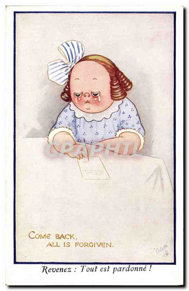 CPA Fantaisie Illustrateur Enfant Come back all is forgiven 