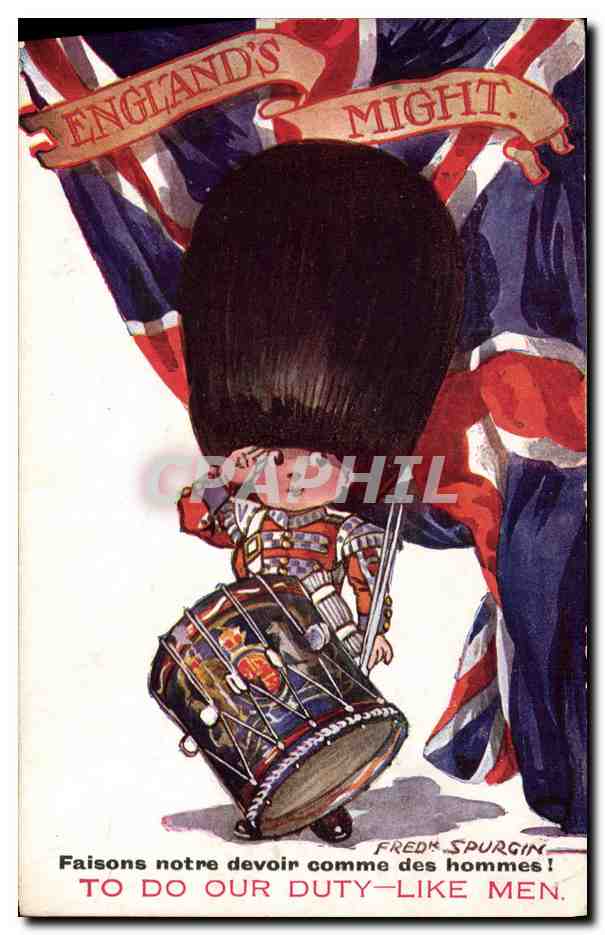 CPA Fantaisie Illustrateur Fred Spurgin England's Might Militaria 