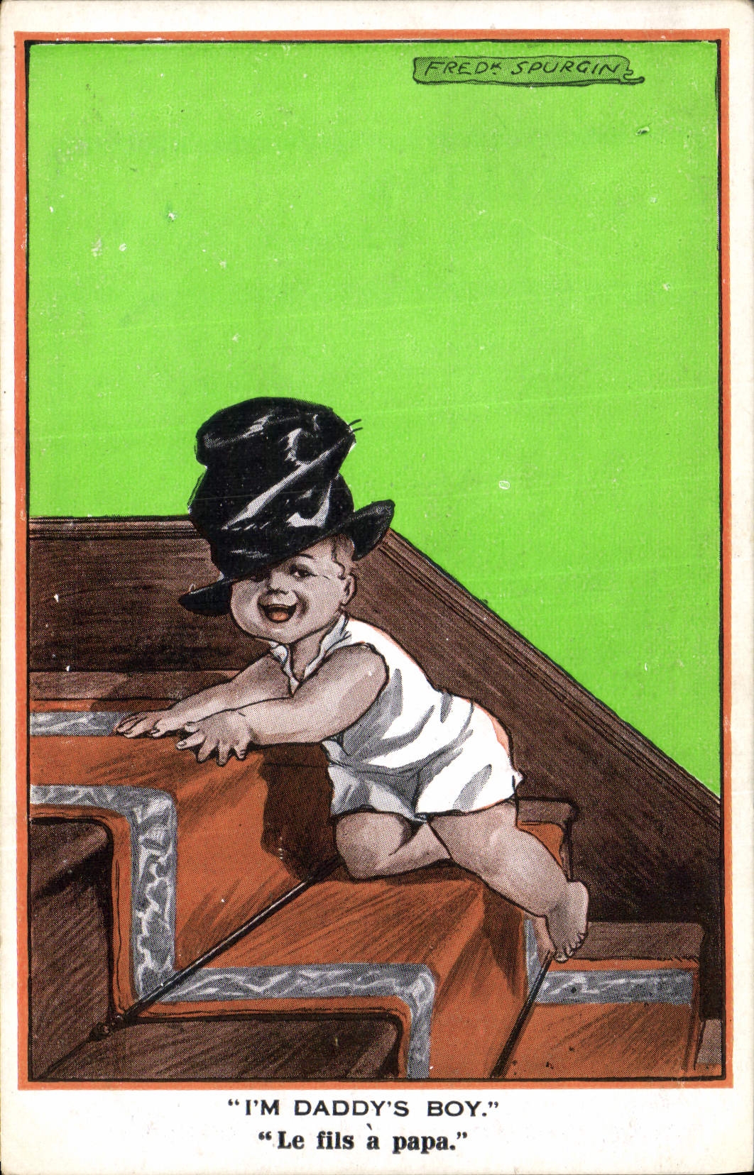 CPA Fantaisie Illustrateur Fred Spurgin Enfat I'm daddy's boy 