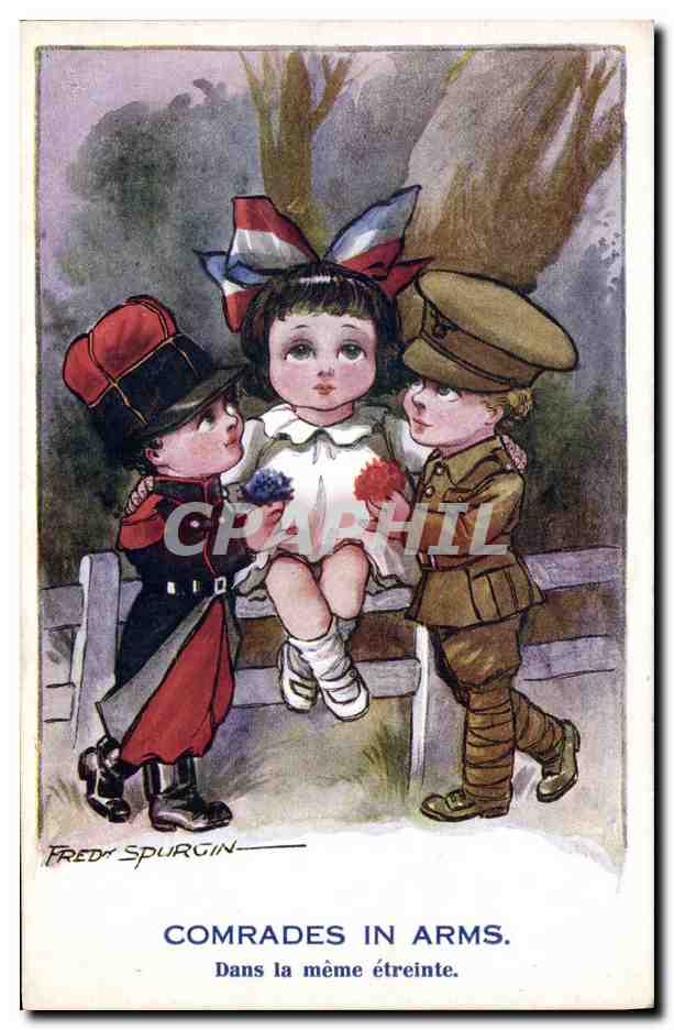 CPA Fantaisie Illustrateur Fred Spurgin Comrades in arms Militaria 