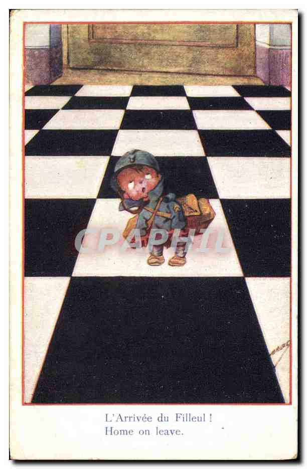 CPA Fantaisie Illustrateur Enfant L'arrivee du filleul Militaria 