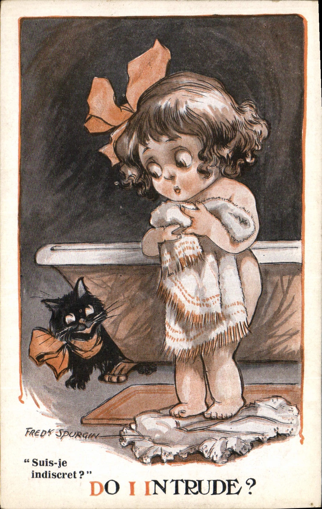 CPA Fantaisie Illustrateur Fred Spurgin Enfant Chat 