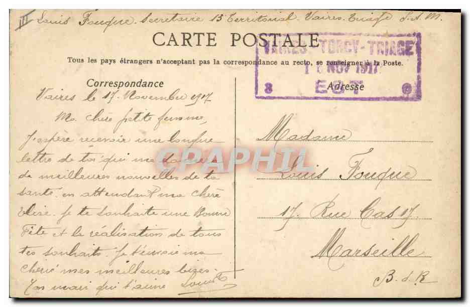 CPA Fantaisie Fleurs (dessin a la main) — Verso