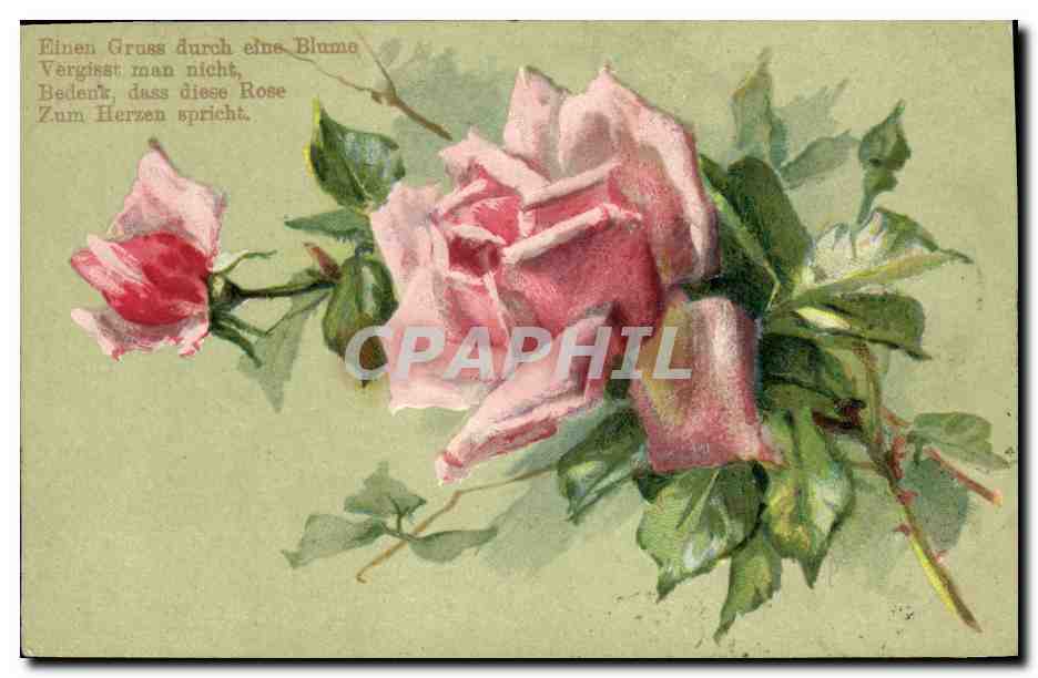 CPA Fantaisie Fleurs timbres Russie Russia
