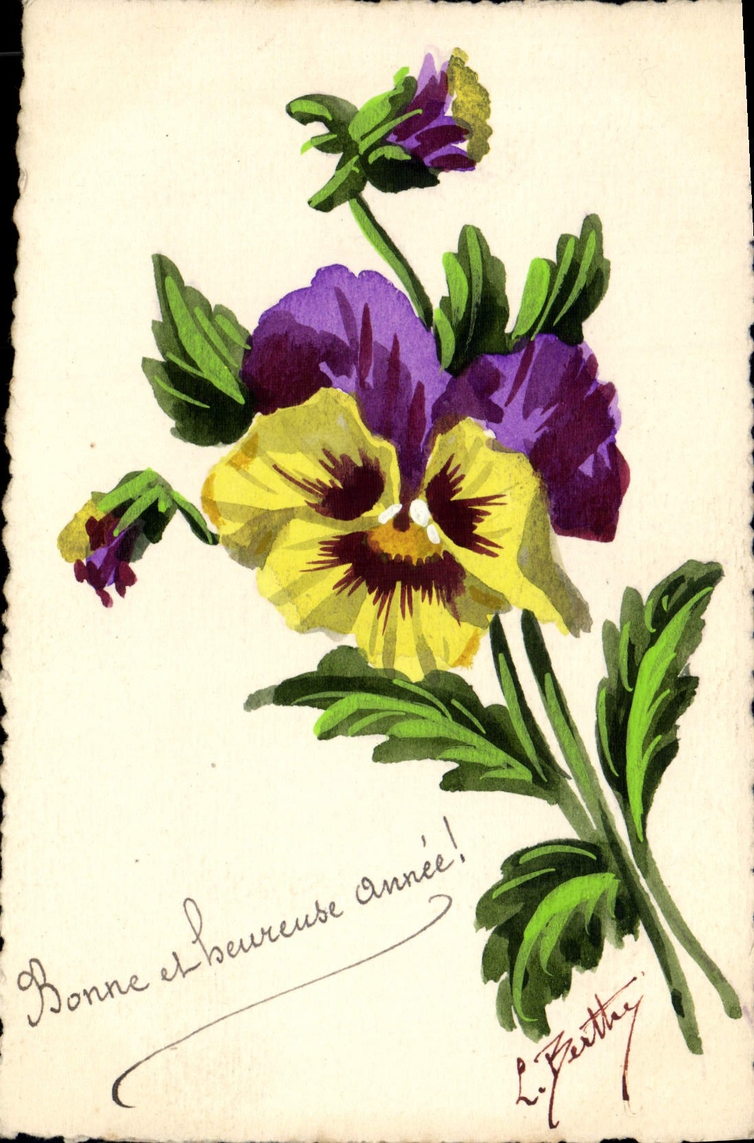 CPA Fantaisie Fleurs (dessin a la main)