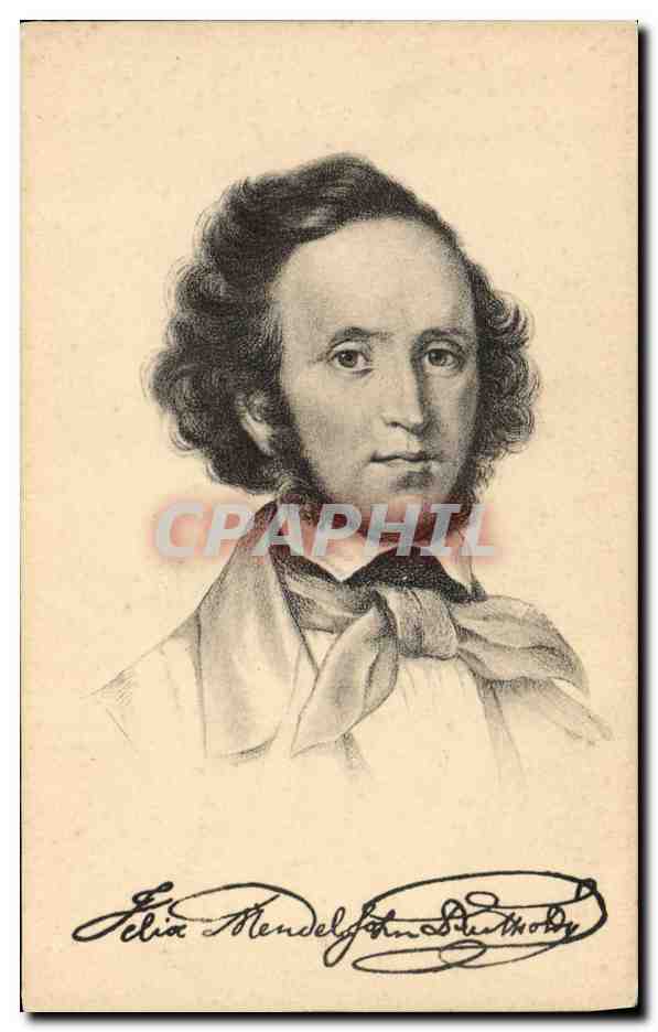 Félix Mendelssohn Bartholdy — portrait gravé — Stengel & Co., Dresde, n° 49015