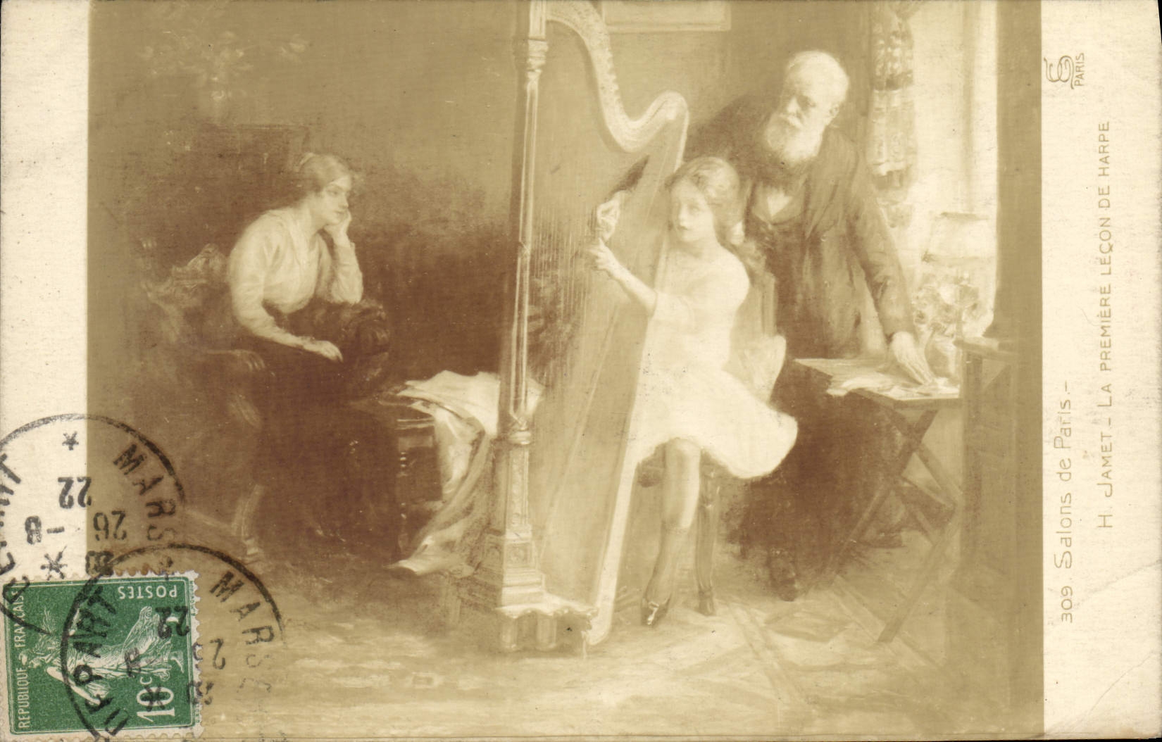CPA Salons de Paris Jamet La premiere lecon de harpe 