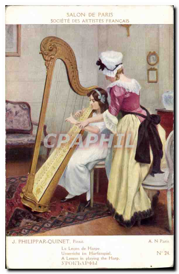 CPA Salon de Paris Philippar Quinet La lecon de harpe 