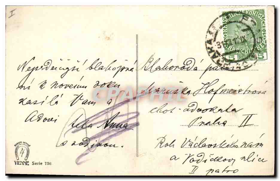 CPA Cochon Porc Enfant Fer a cheval  — Rückseite