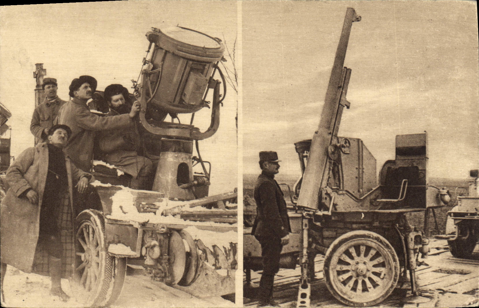 Section d'auto-projecteurs — destruction du Zeppelin « L.Z. 77 » — sud de l'Argonne (février 1916) — Alex. Jouvene, éditeur, Marseille (France)
