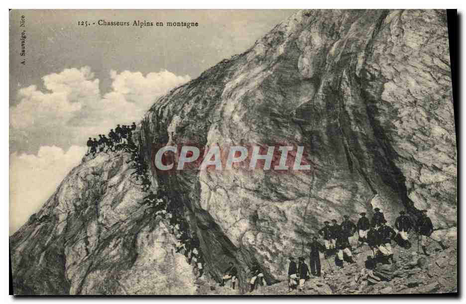 Chasseurs Alpins en montagne — A. Savarage, Nice, n° 125