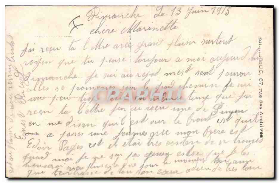 CPA Militaria Chasseurs alpins Marianne  — Rückseite