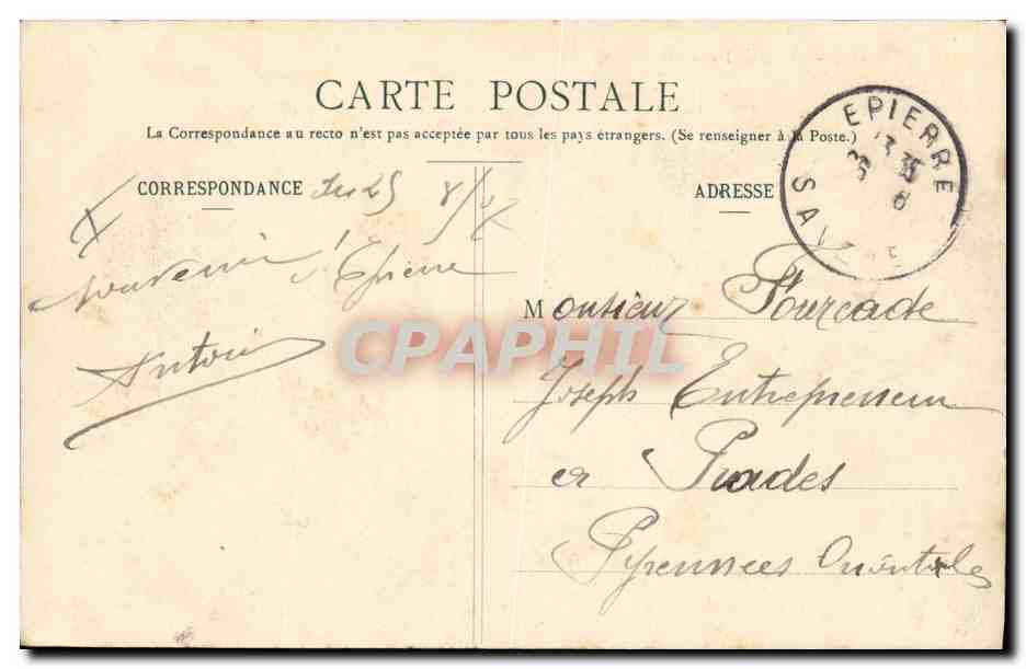 Glacier de Tré-la-Tête (2684m) — Éditeur E. Reynaud, Chambéry, n°265 — Verso