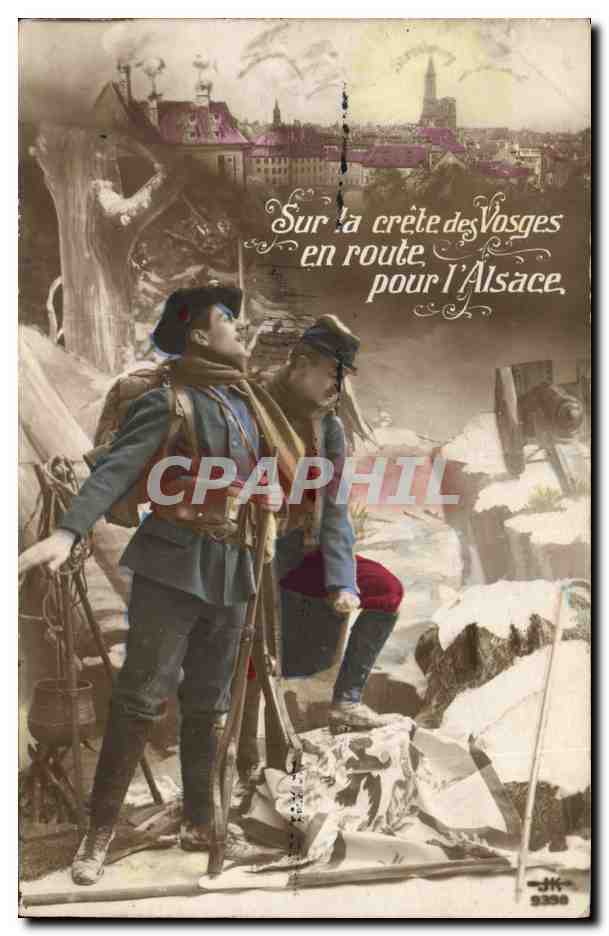 CPA Militaria Chasseurs alpins Sur la crete des Vosges en route pour l'Alsace