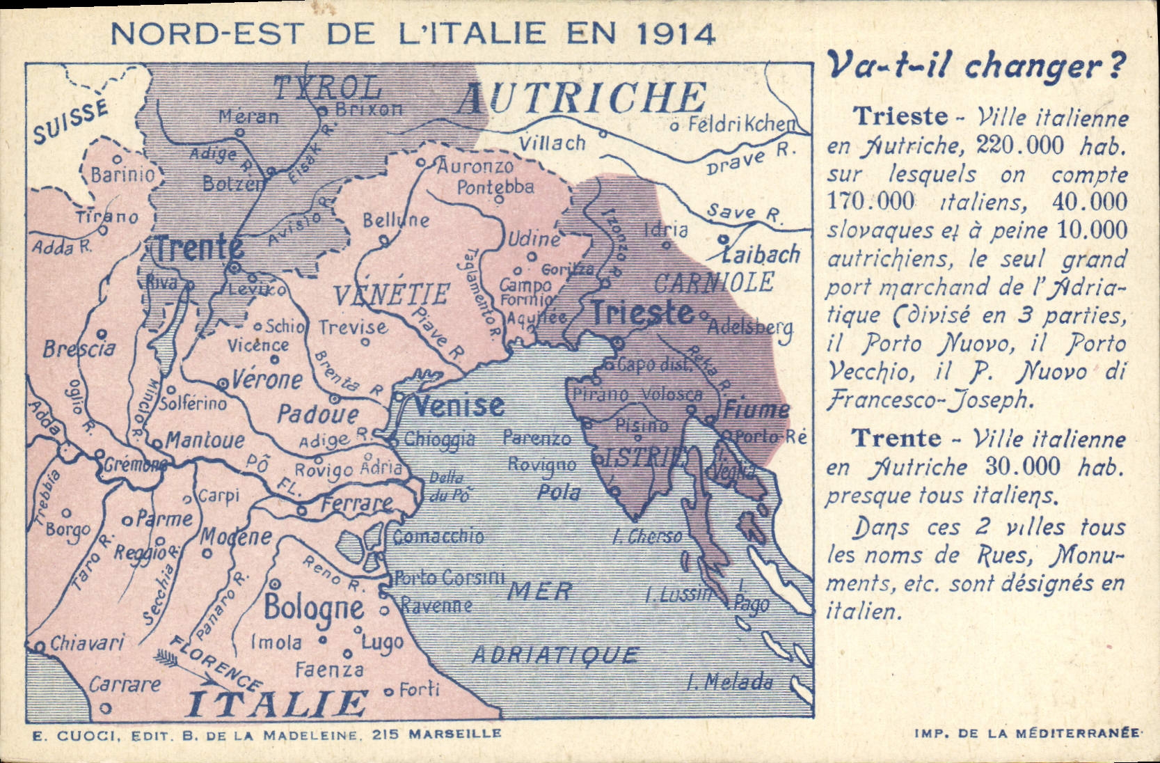 CPA Militaria Nord Est de l'Italie en 1914 Va t il changer ? Trieste Trente