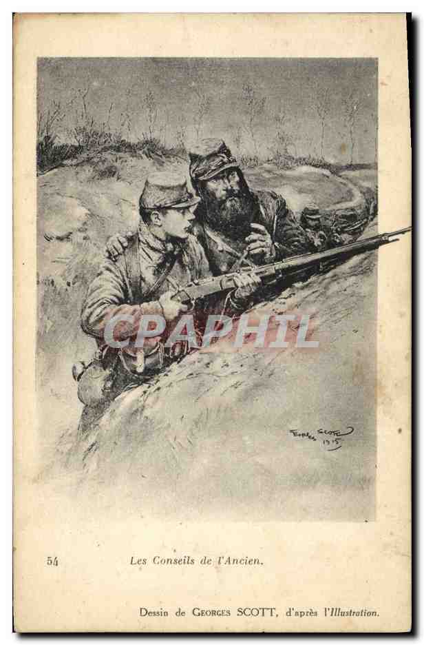 CPA Militaria Les conseils de l'ancien Scott L'illustration