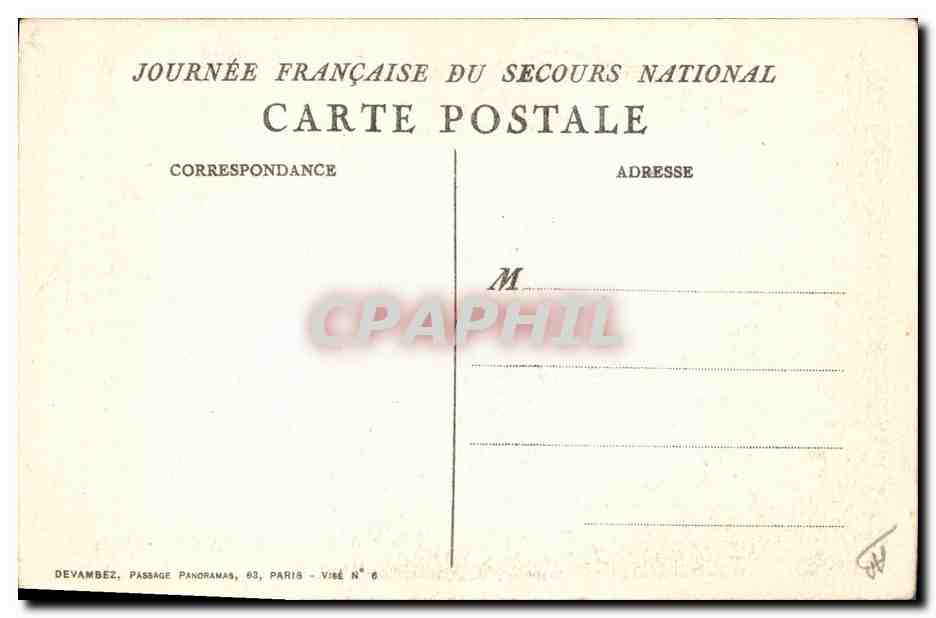 CPA Militaria Secours National Marianne — Verso