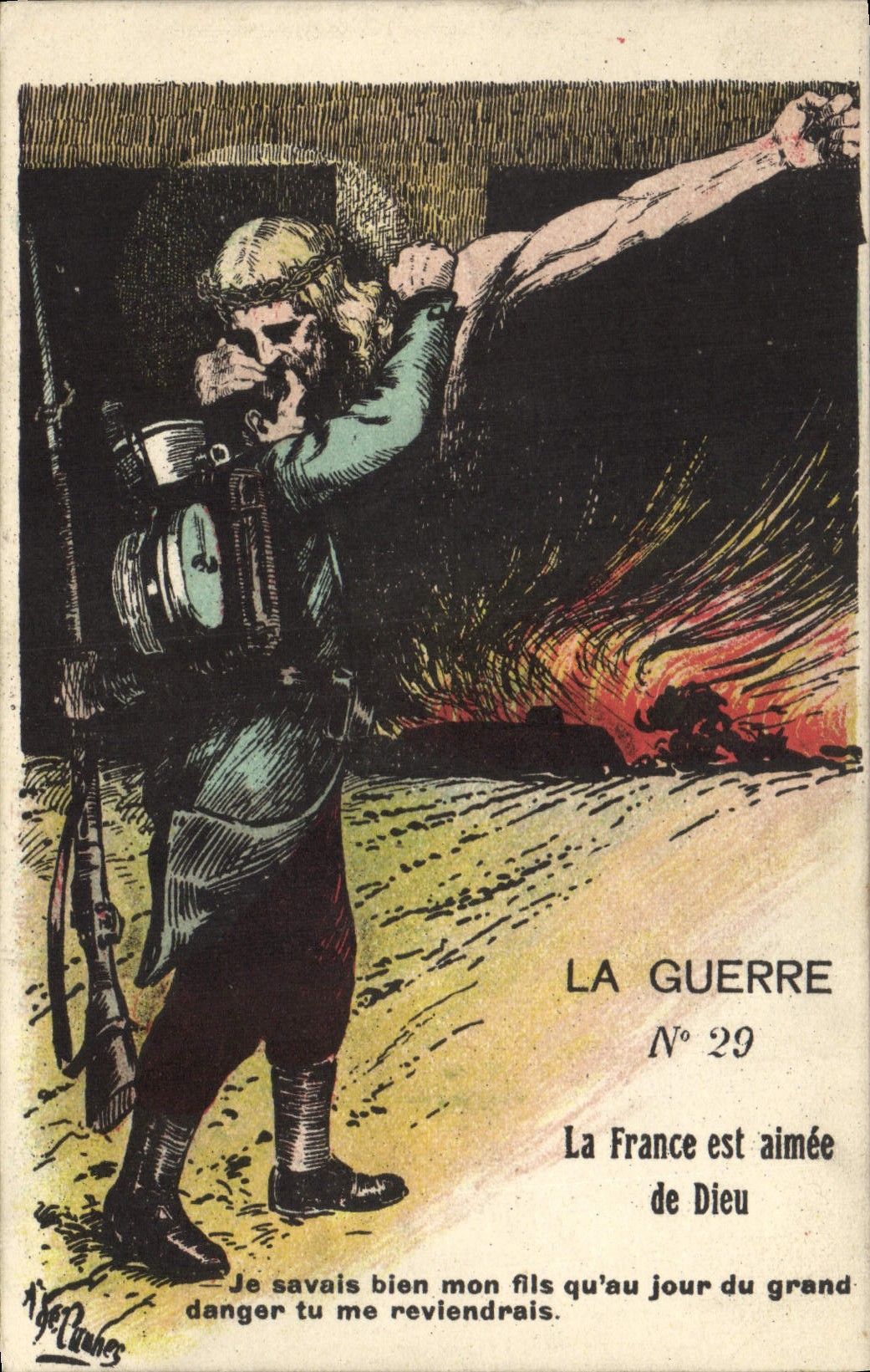 CPA Militaria La France est aimee de Dieu Christ
