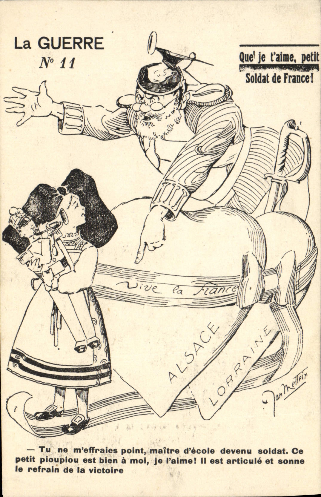 CPA Militaria Que je t'aime petit soldat de France Alsace Enfant