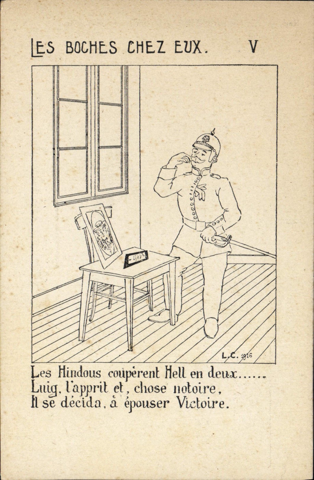 CPA Militaria Les boches chez eux