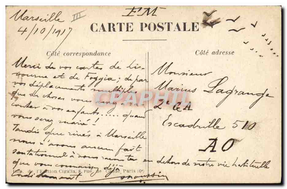 CPA Militaria Mai 1915 Muguet — Rückseite