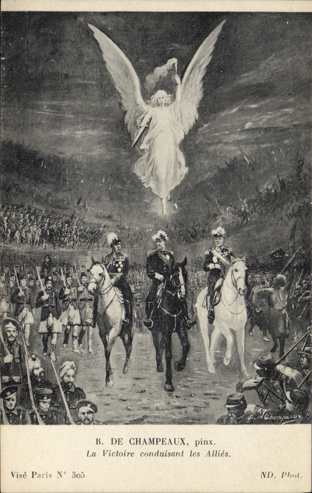 CPA Militaria De Champeaux La victoire conduisant les Allies Ange