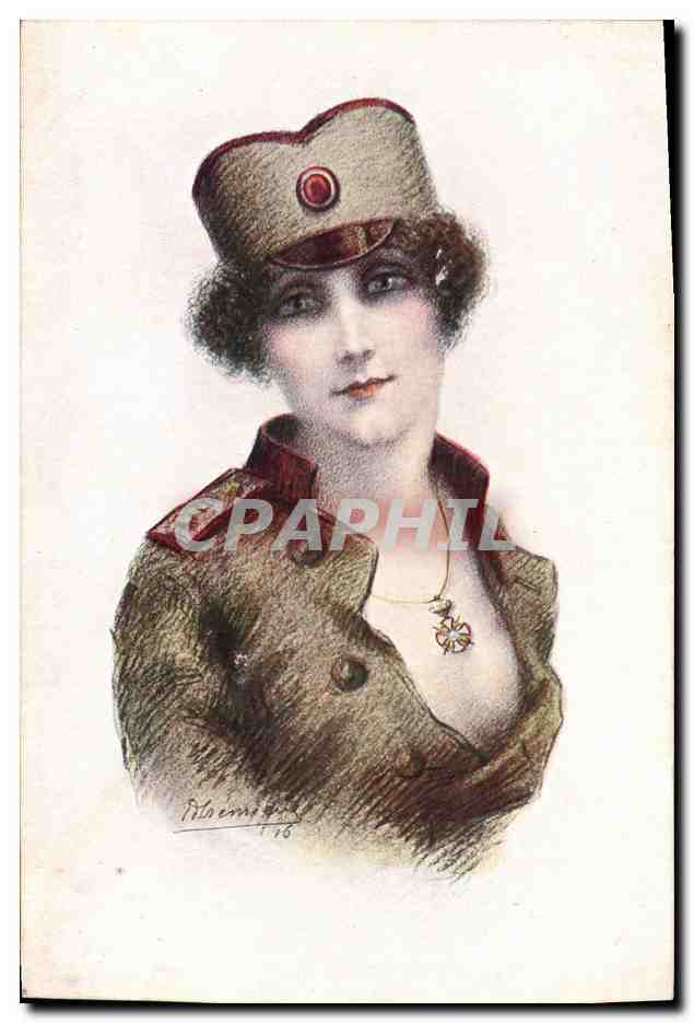 CPA Militaria Femme Medaille