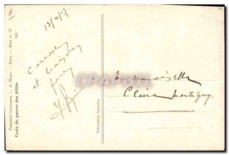 CPA Militaria Femme Medaille — Verso