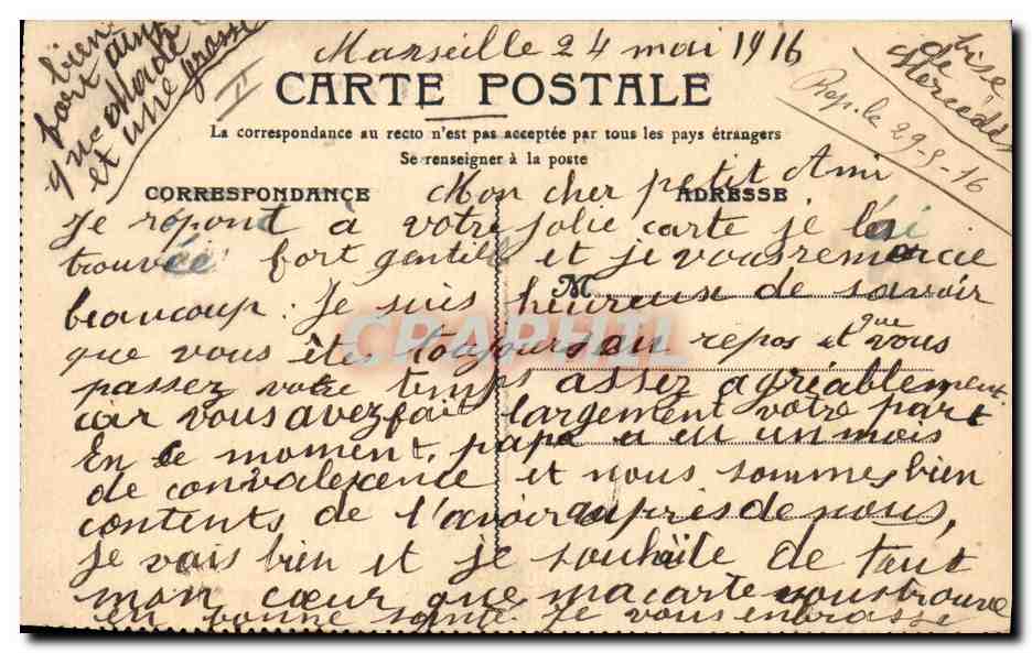 CPA Militaria Le prisonnier boche — Verso