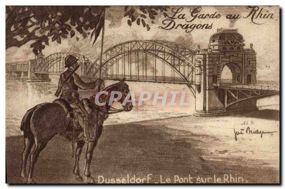 CPA Militaria Dusseldorf Le pont sur le Rhin