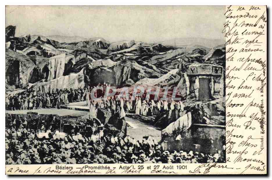 CPA Theatre Beziers Promethee Aout 1901 