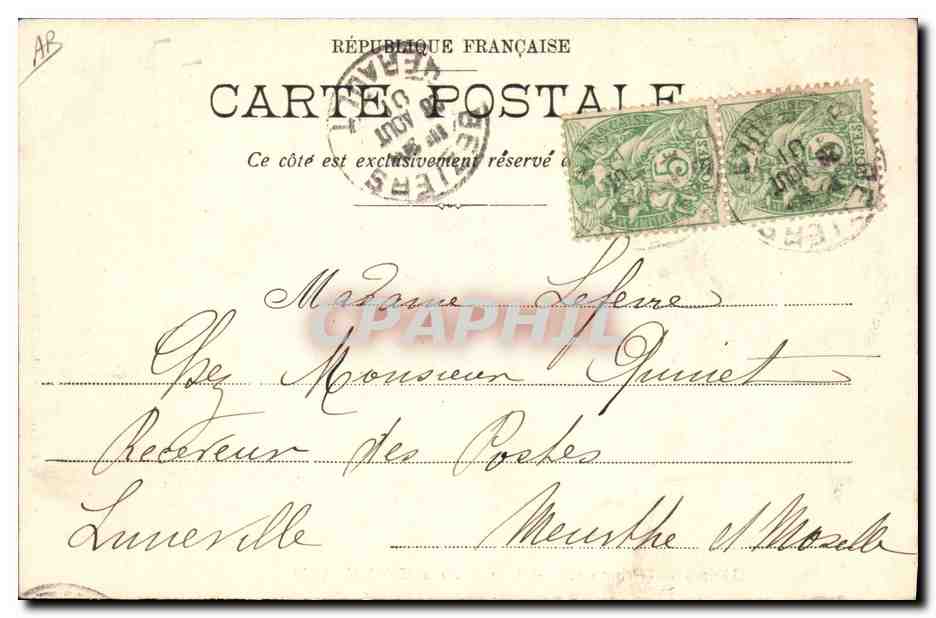 CPA Theatre Beziers Promethee Aout 1901  — Verso