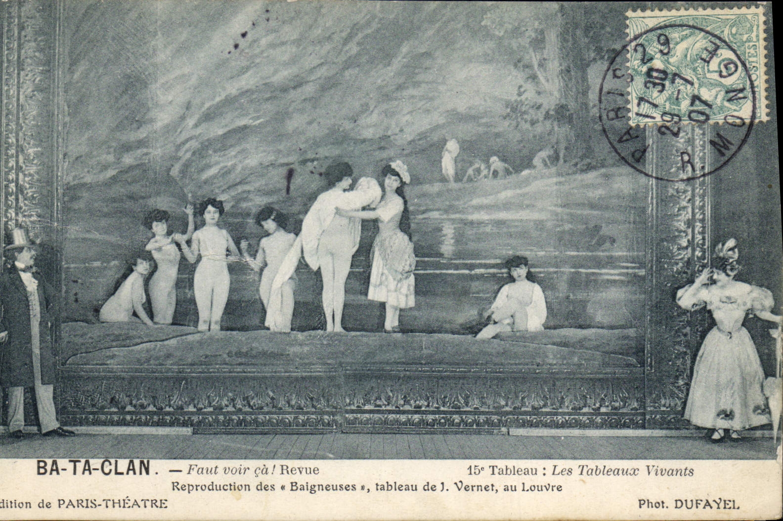 CPA Theatre Bataclan Faut voir ca Revue Baigneuses de Vernet au Louvre 