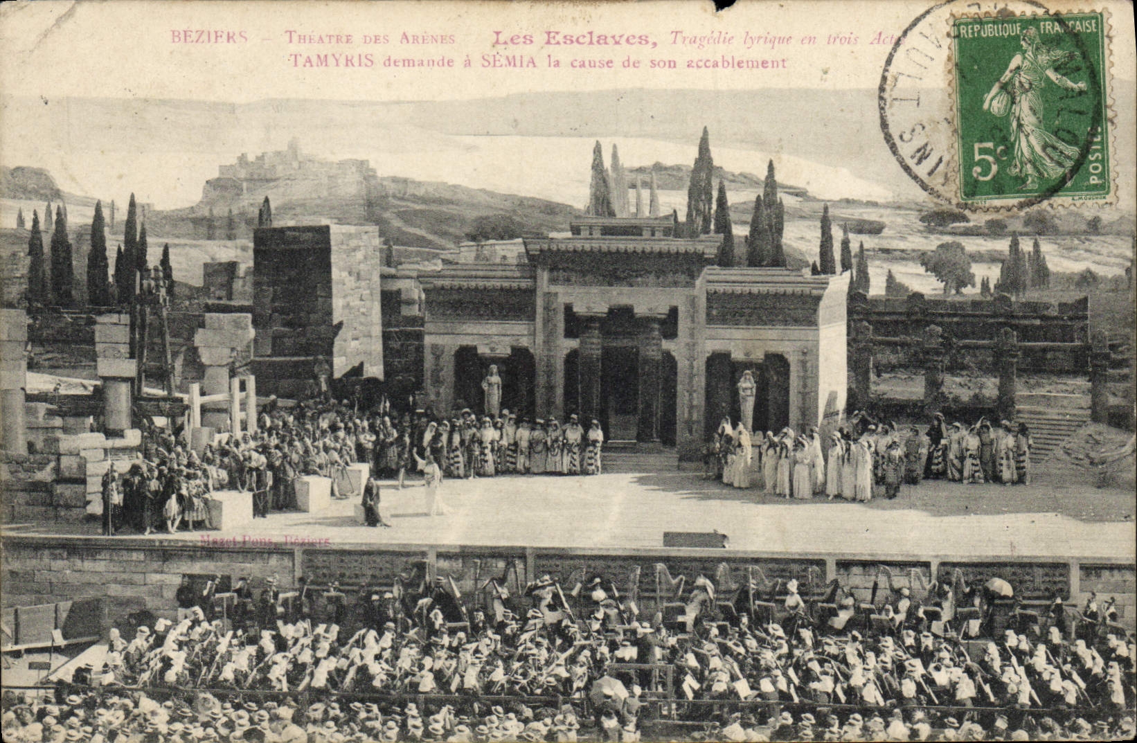 CPA Theatre des arenes Beziers Les esclaves Tamyris demande a Semia la cause de son accablement 