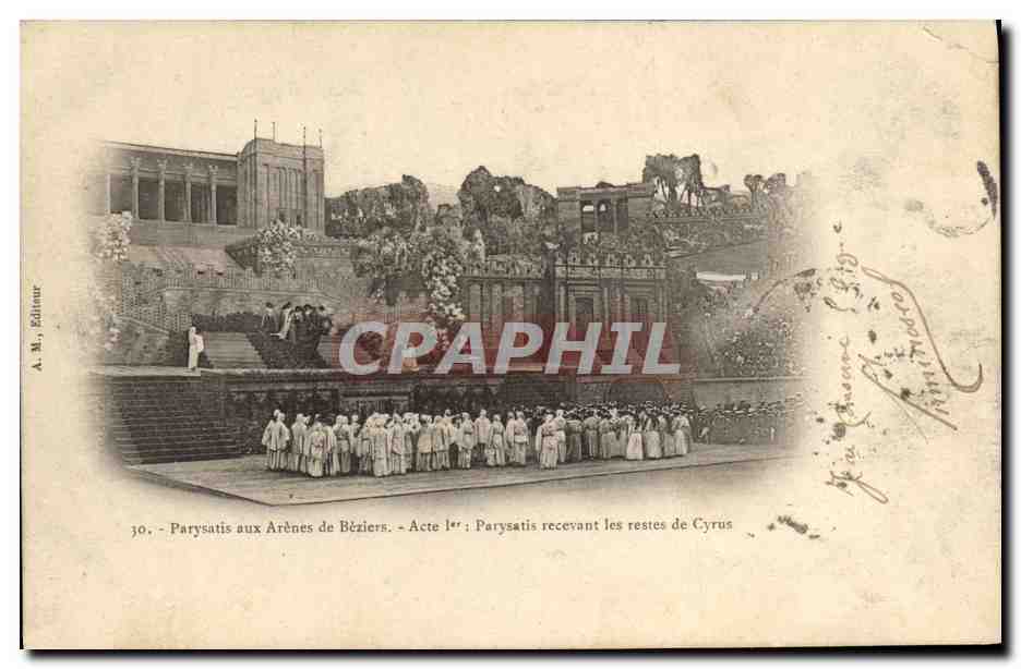 CPA Theatre Parysatis aux arenes de Beziers Parysatis recevant les restes de Cyrus 