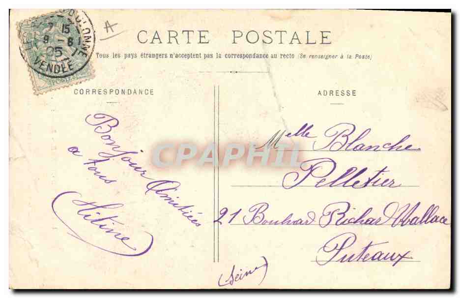 CPA Folklore Sables d'Olonne Reconciliation finale — Verso