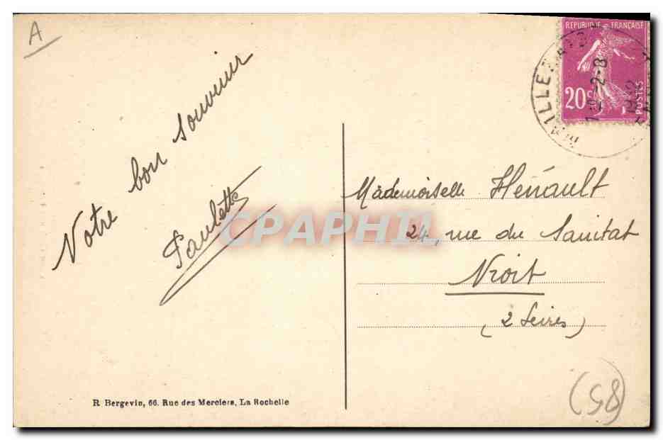 CPA Folklore Costumes vendeens  — Verso