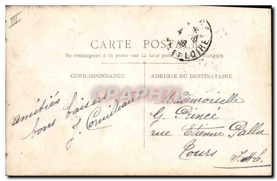 CPA Folklore Coiffe d'Anjou — Verso