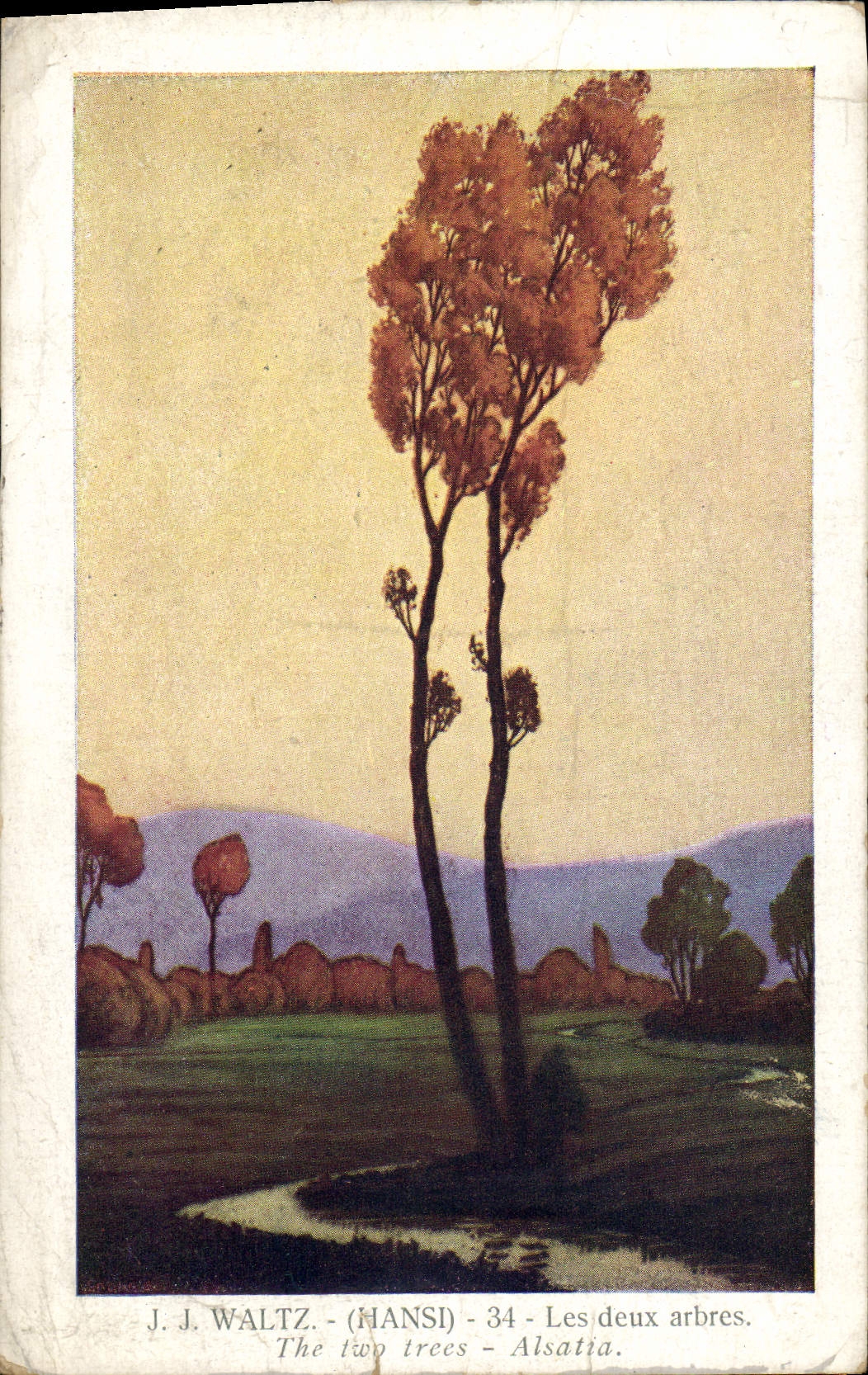 CPA Fantaisie Illustrateur Hansi Alsace Les deux arbres 