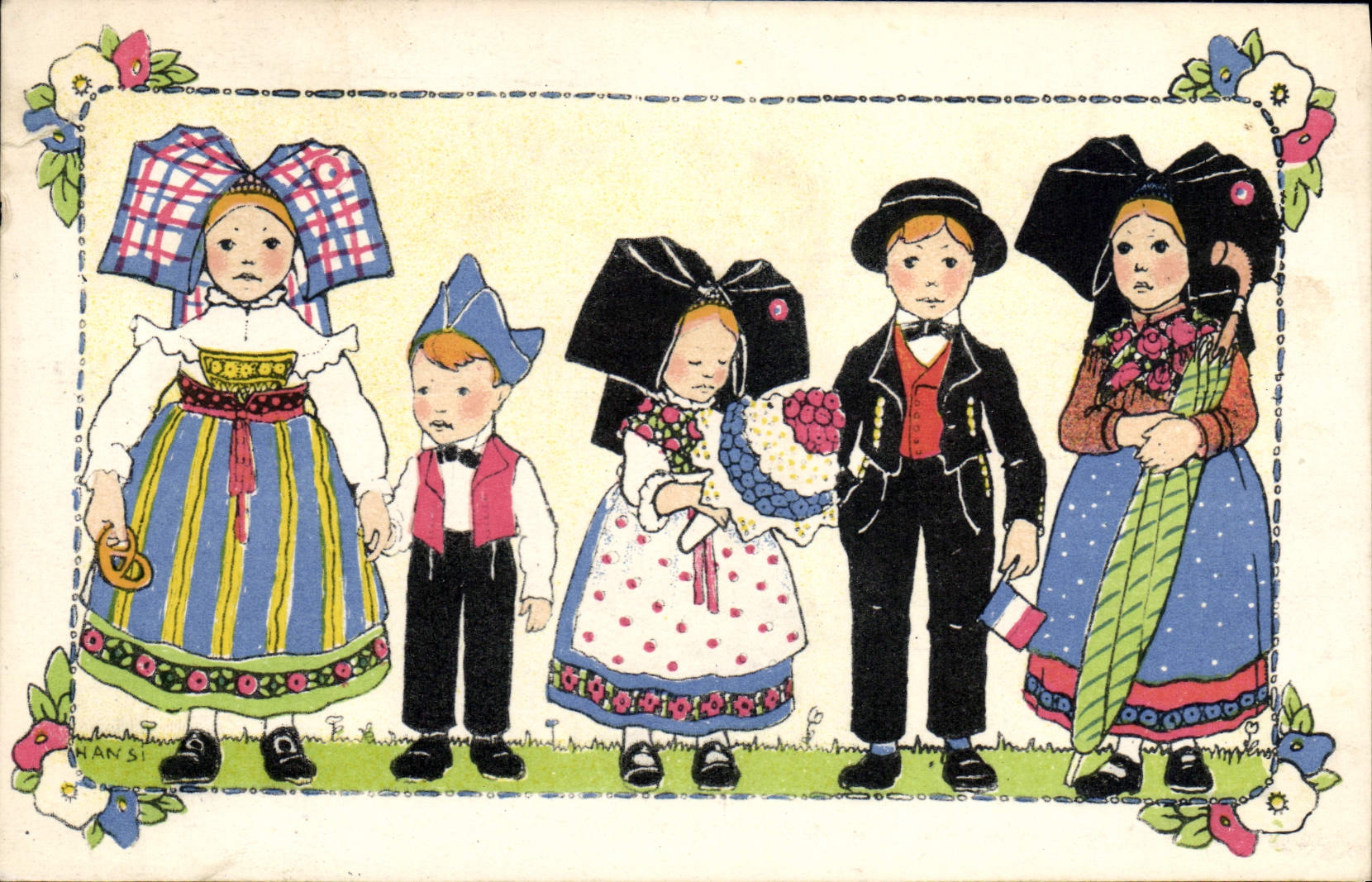 CPA Fantaisie Illustrateur Hansi Alsace Enfants