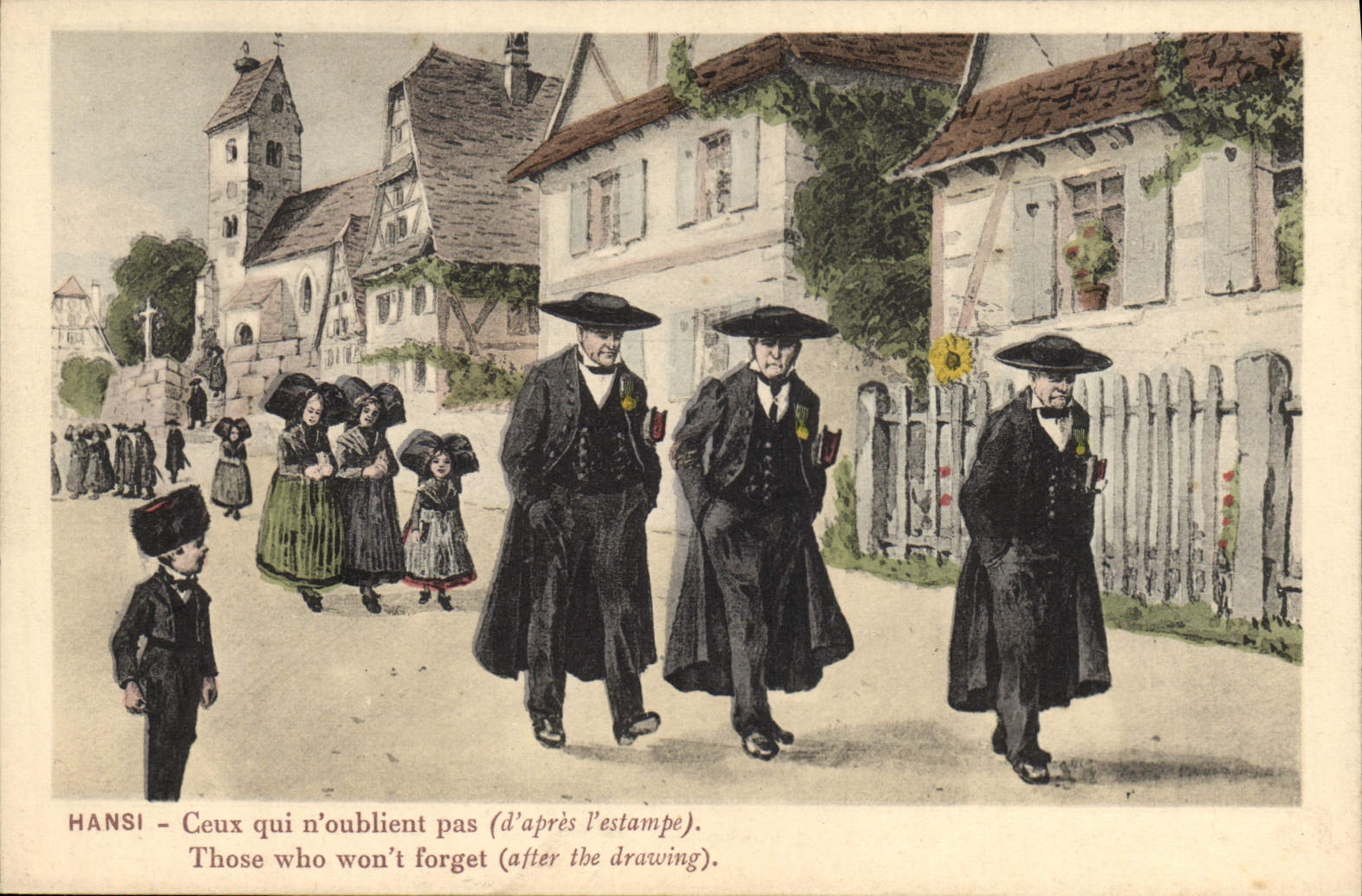 CPA Fantaisie Illustrateur Hansi Alsace Ceux qui n'oublient pas 