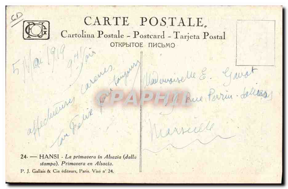 Le Printemps en Alsace — HANSI — P.J. Gallais & Cie, n°24 — Verso