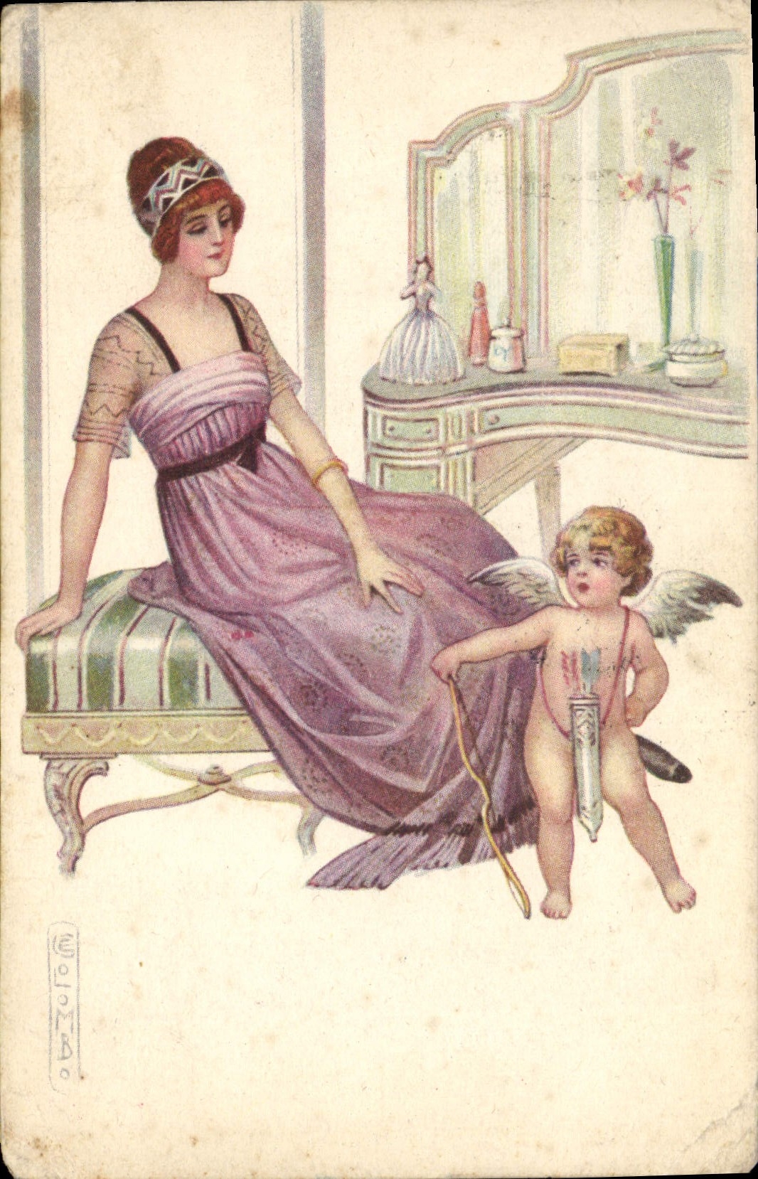 CPA Fantaisie Illustrateur Colombo Femme Ange