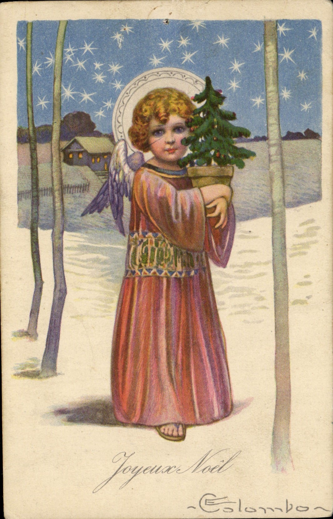 Ange tenant un sapin de Noël — Éditeur Colombon