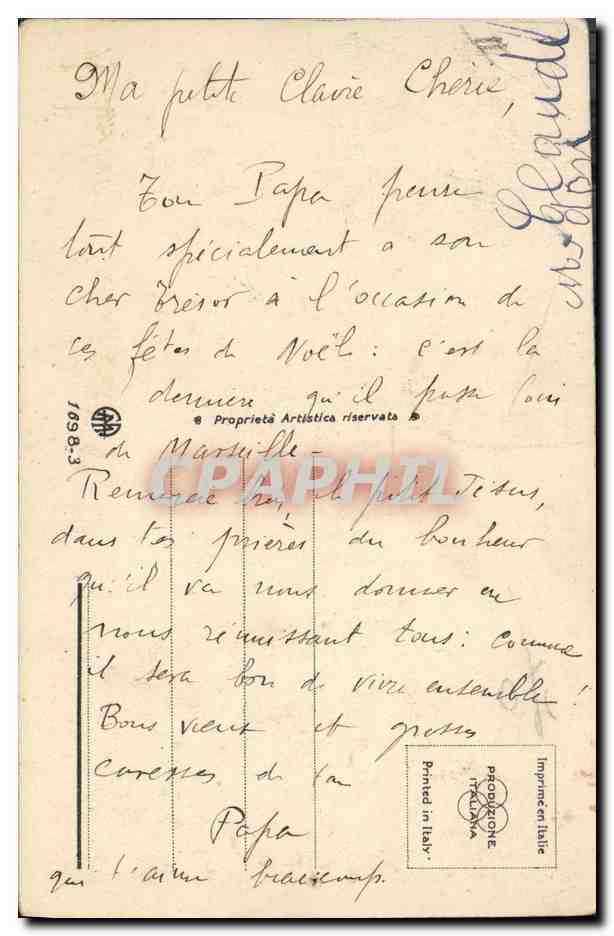 Ange tenant un sapin de Noël — Éditeur Colombon — Verso