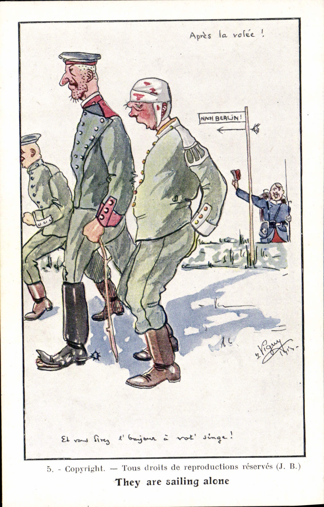 CPA Fantaisie Illustrateur They are sailing alone Militaria