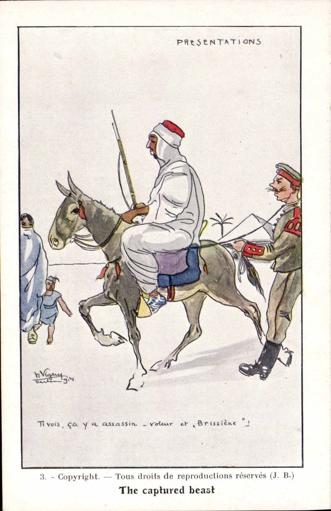 CPA Fantaisie Illustrateur Presentations Ane mule Militaria