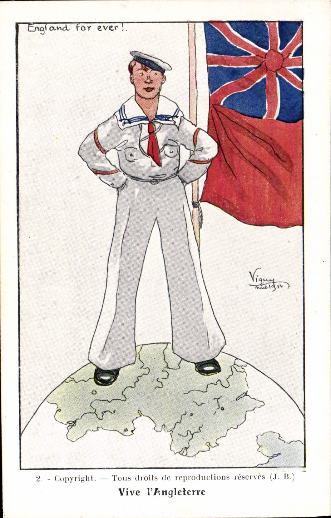 CPA Fantaisie Illustrateur Vive l'Angleterre Marin Militaria