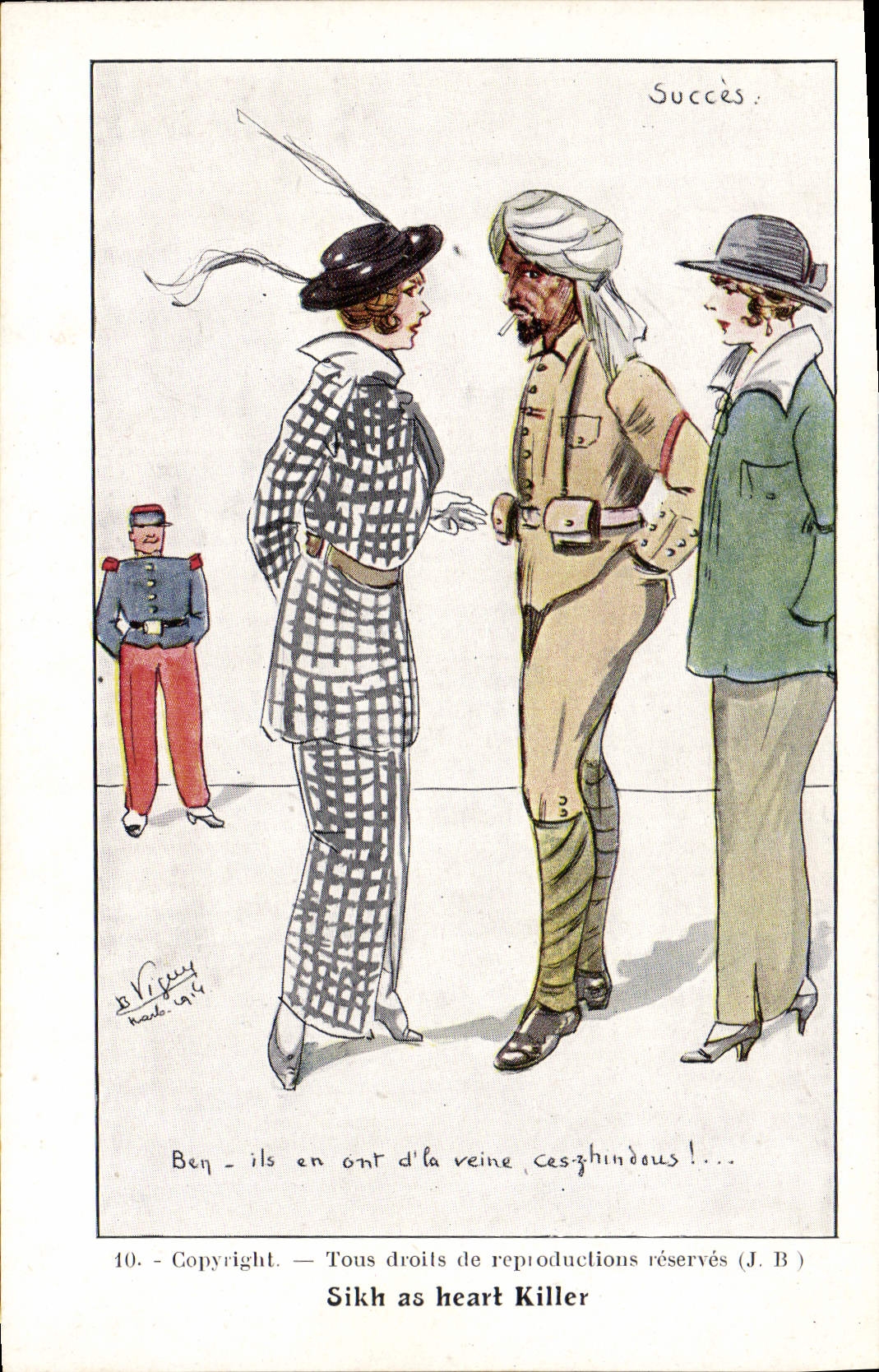 CPA Fantaisie Illustrateur Sikh as hear killer Indien Militaria