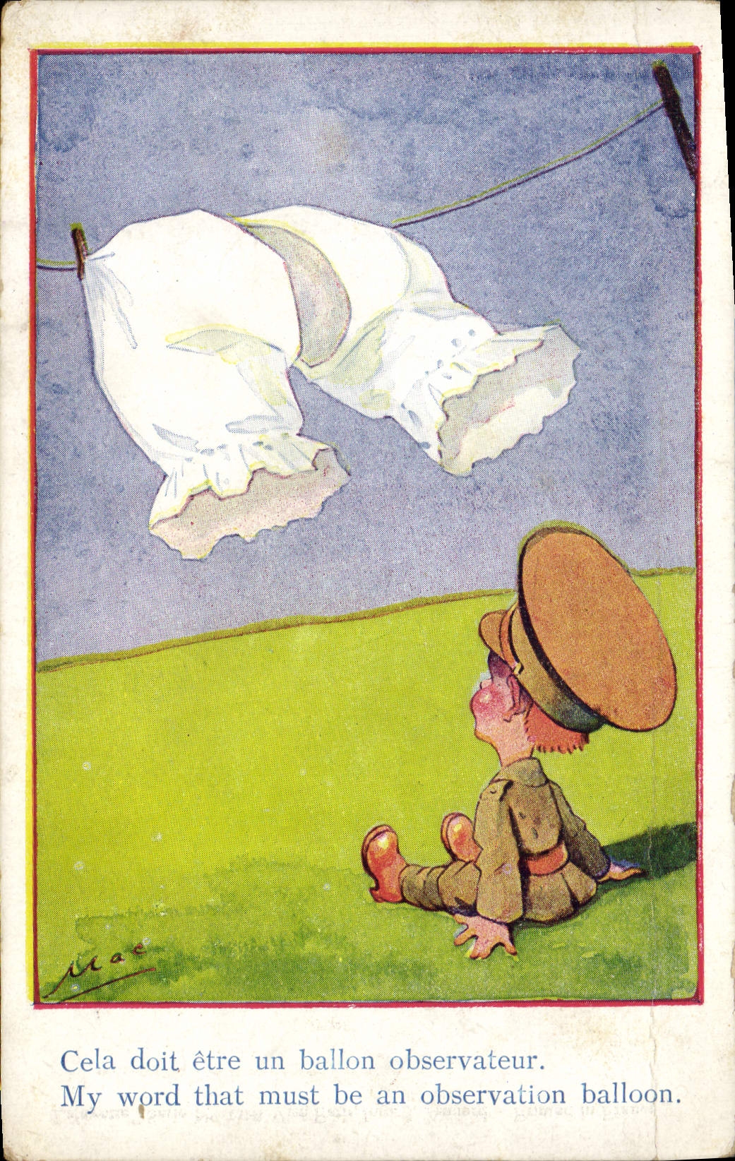 CPA Fantaisie Illustrateur Mac Enfant Militaria